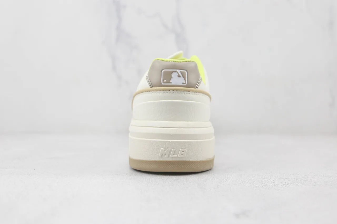 New Era MLB Lifestyle Sneaker White Yellow Low-Top Platform Leather-Textured Upper Lifestyle Sneakers