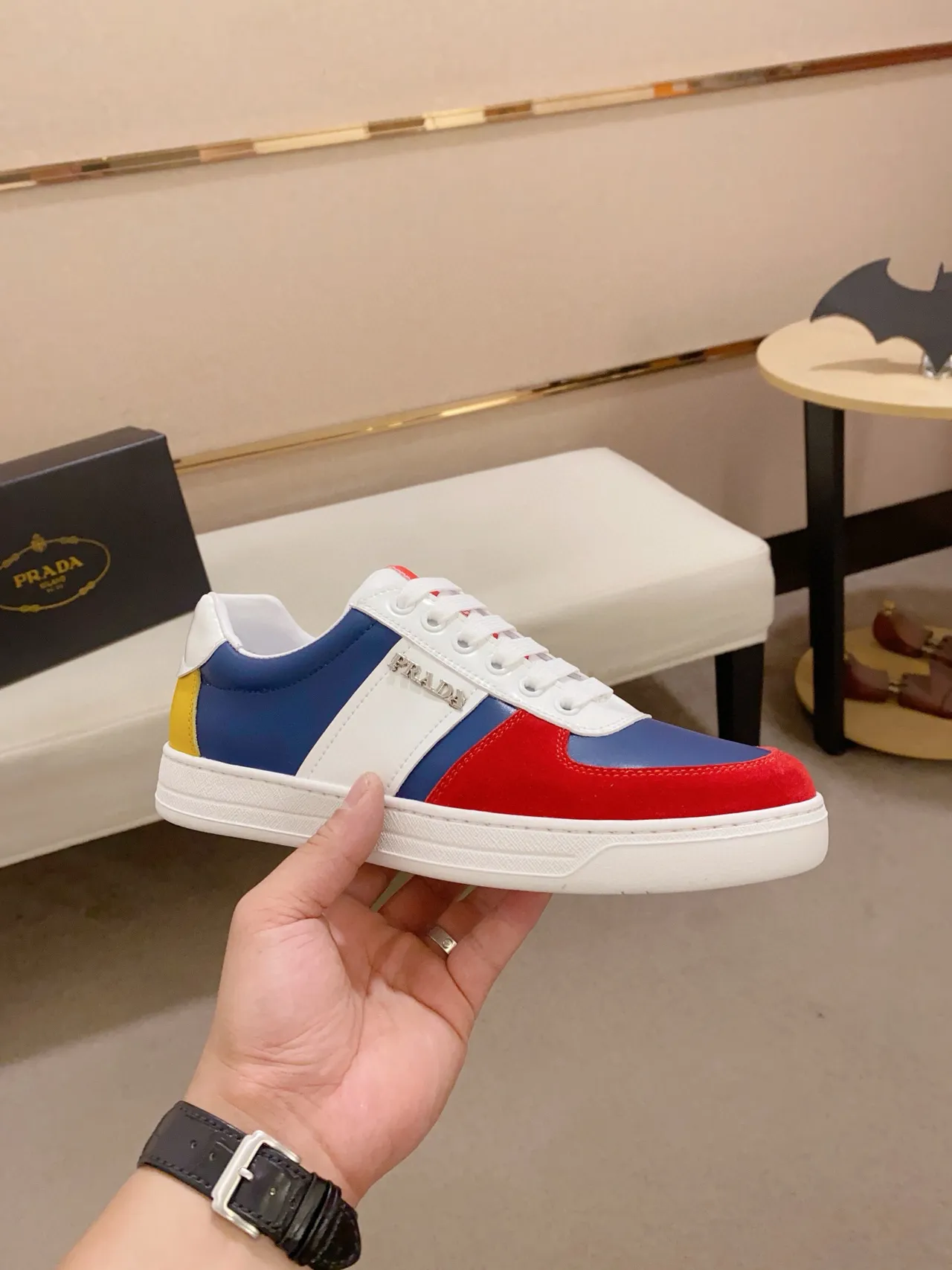 Prada Color-Blocked Panelled Low-Top Lifestyle Sneakers