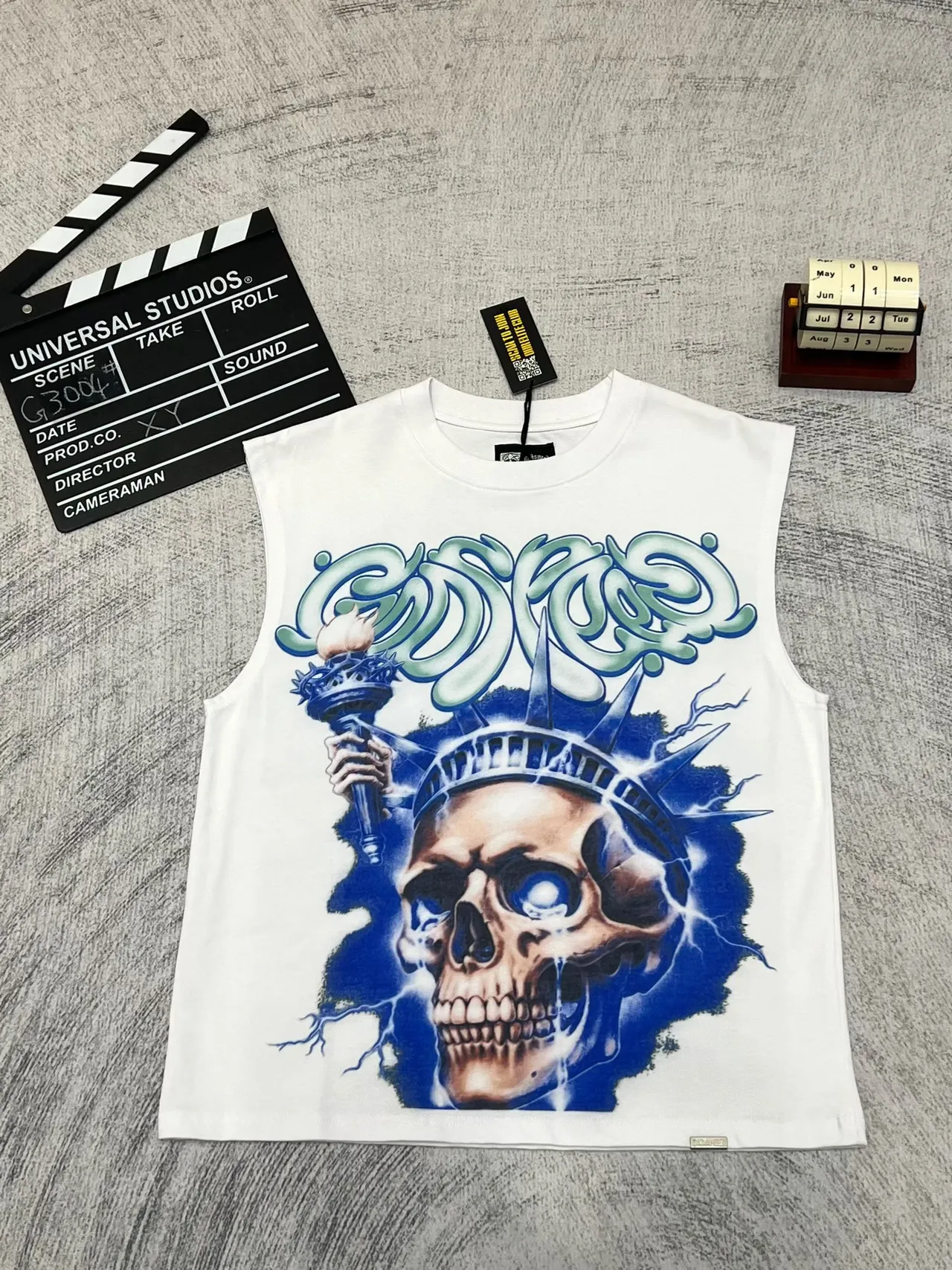 Graphic-Print Sleeveless Crew-Neck Vest Top