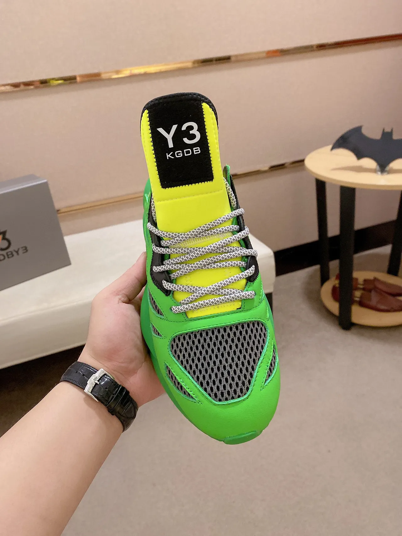 Y-3 Green Yellow Sculpted Sole Neon And Color Blocking Chunky Sneakers