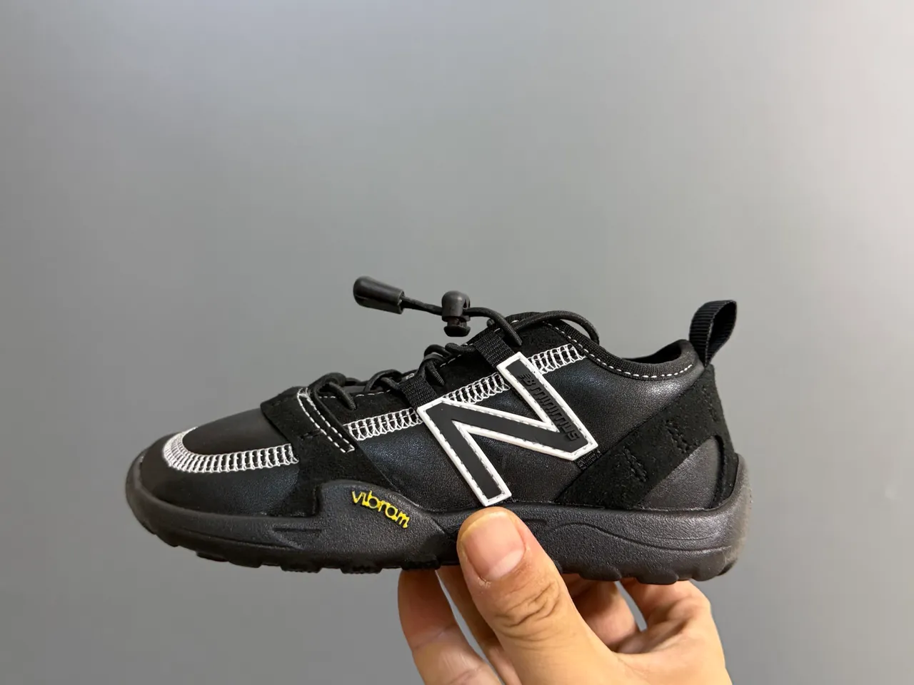 New Balance Silver Black Wide-Fit Vibram Sole Sneakers