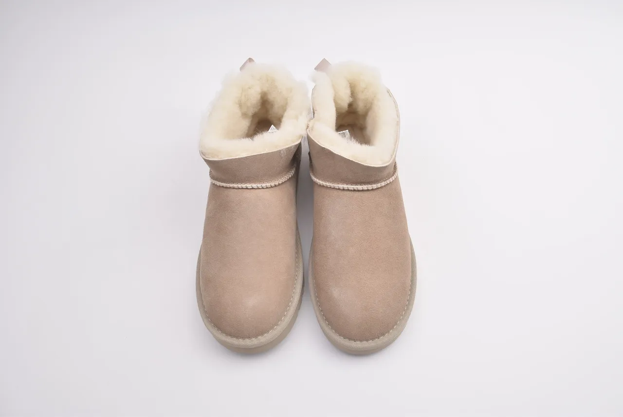 UGG Classic Beige Pink Suede Upper Shearling Lining Snow Boots