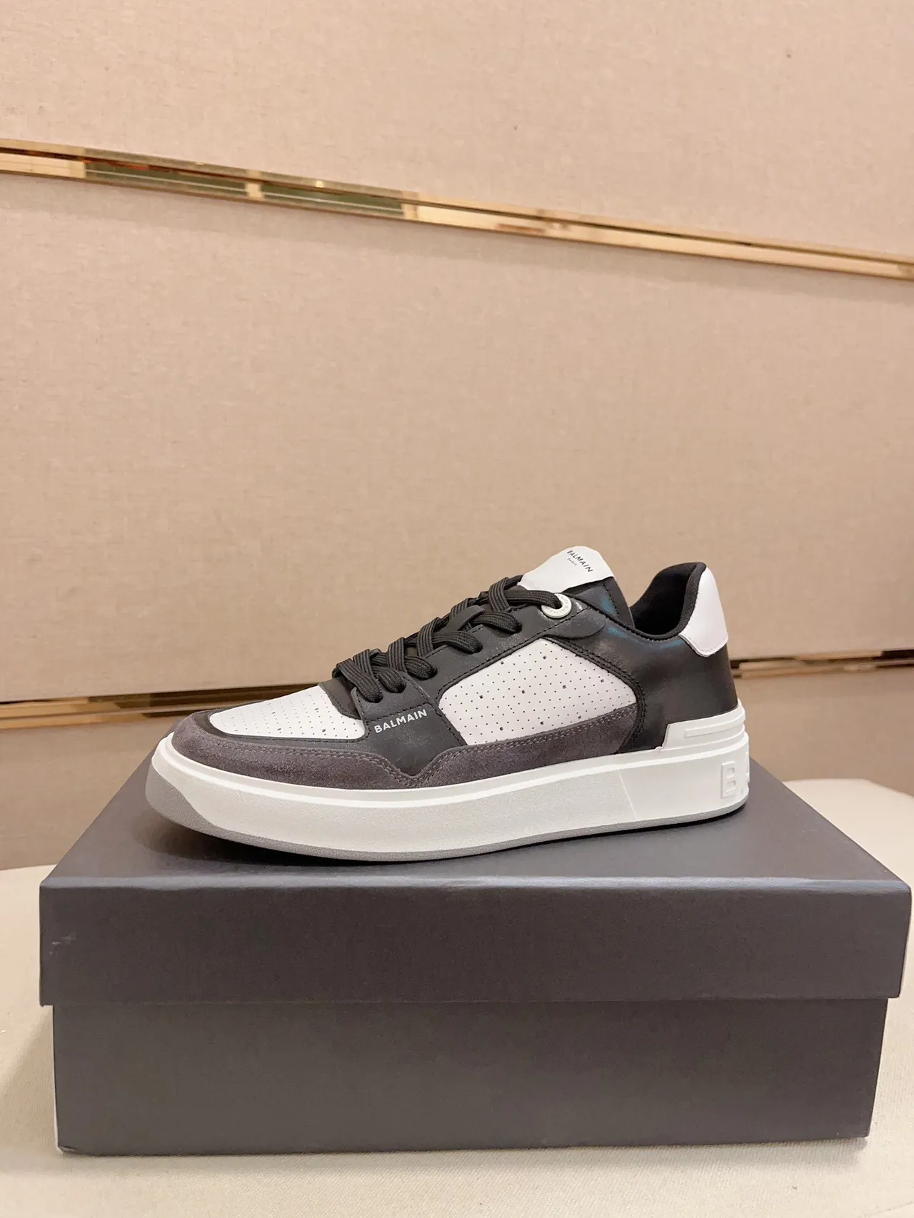 Balmain B-Court Black White Gray Lifestyle Sneakers
