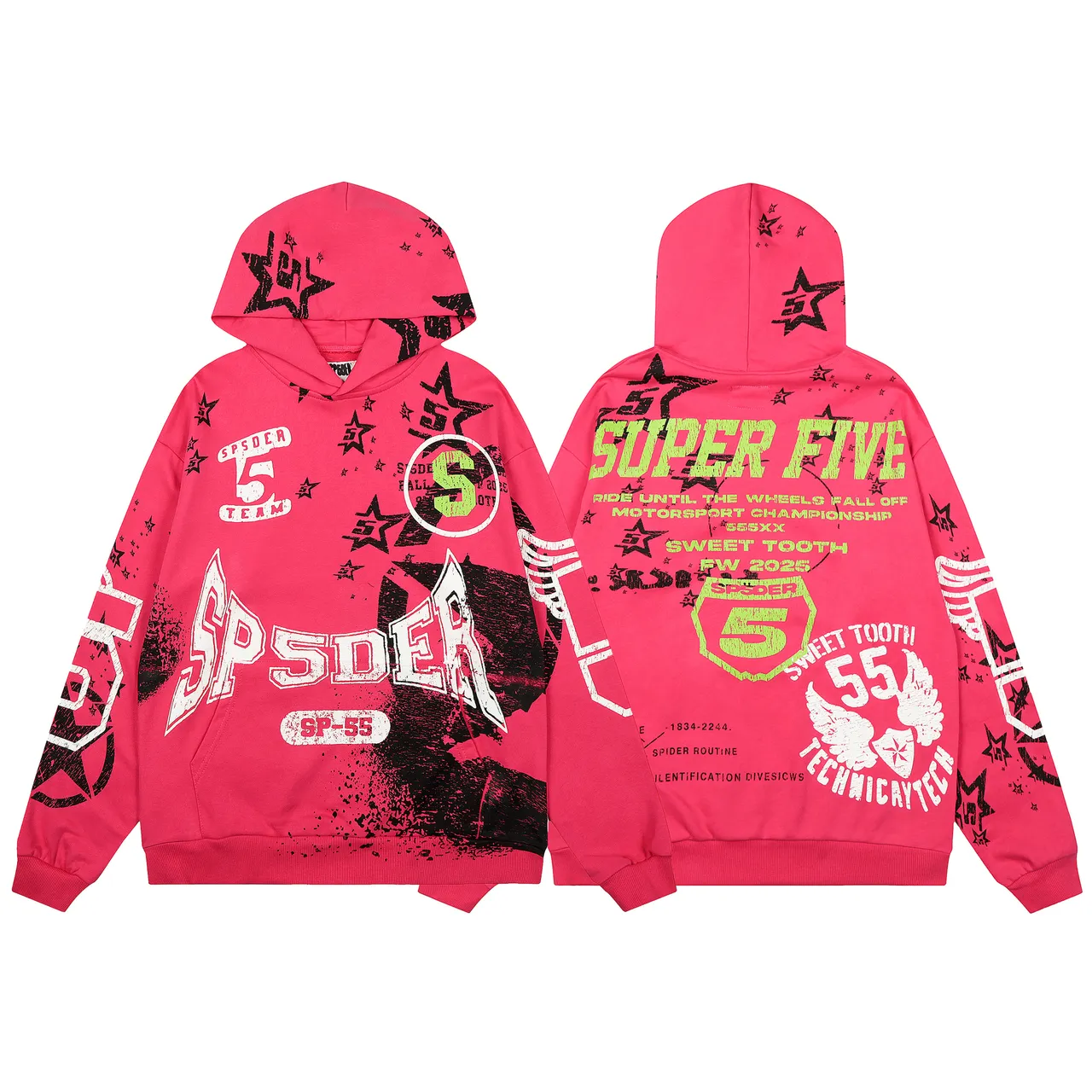 Sp5der SP-55 Graphic Print Pink Tracksuit