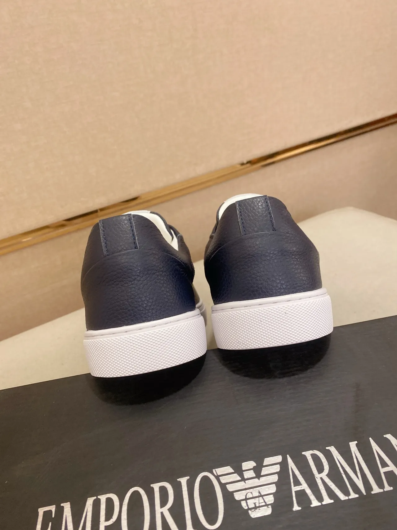 Emporio Armani Navy Leather Lifestyle Sneakers