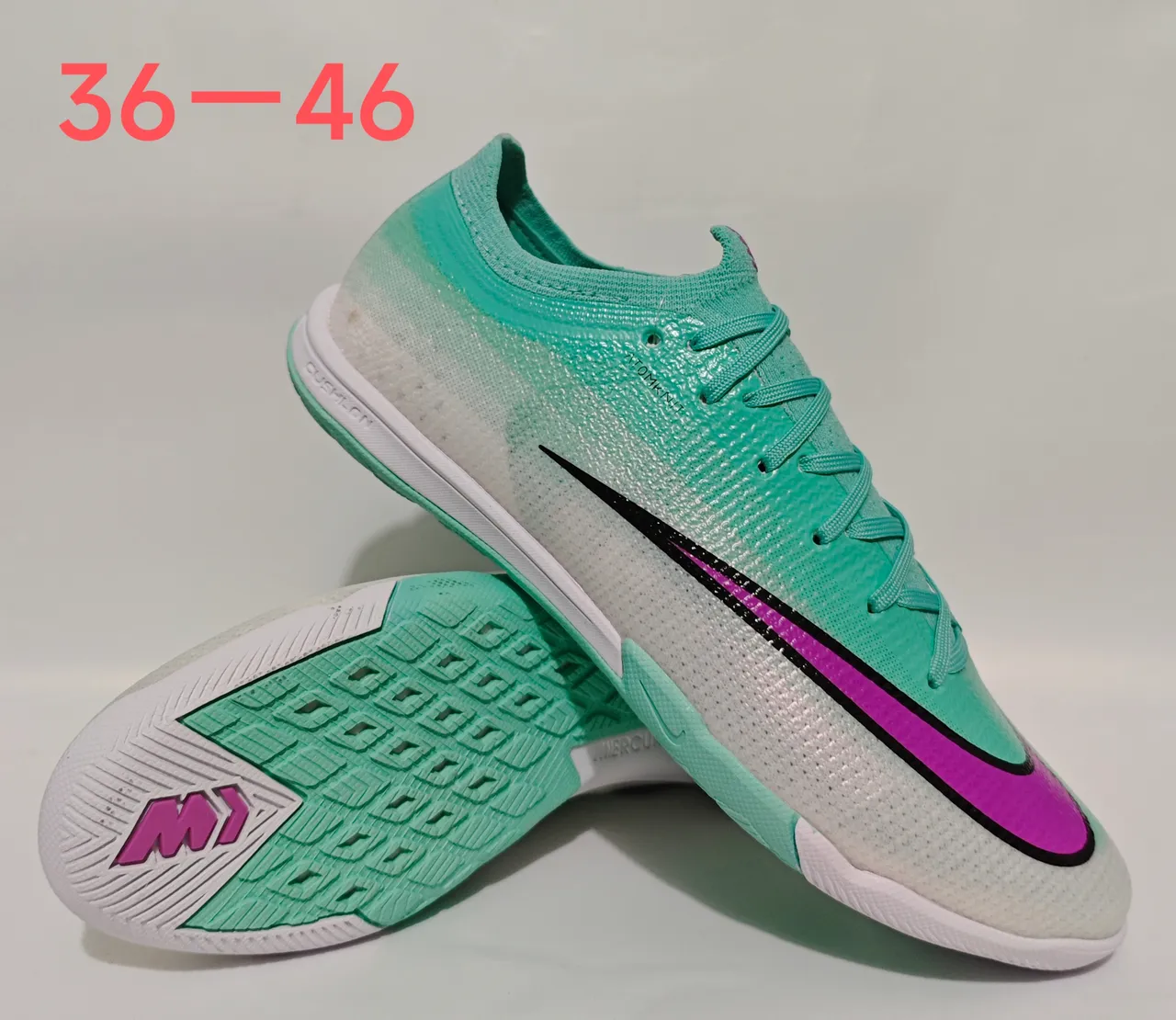 Nike Mercurial Green Purple Knit Upper Gradient Mint-To-White Indoor Soccer Shoes