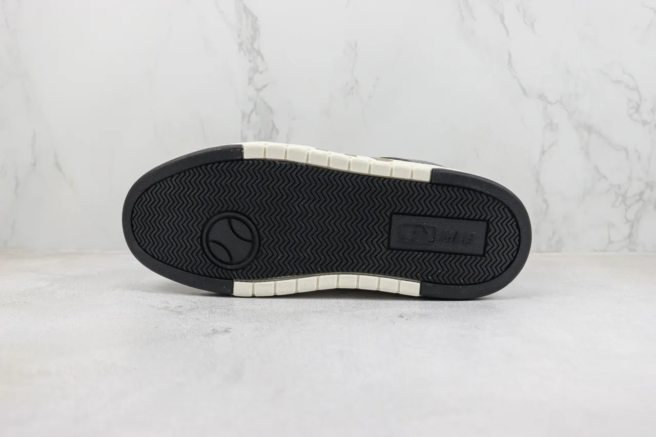 Mitchell & Ness Black Gold Crocodile-Embossed Leather White Side Panel Chunky Sneakers
