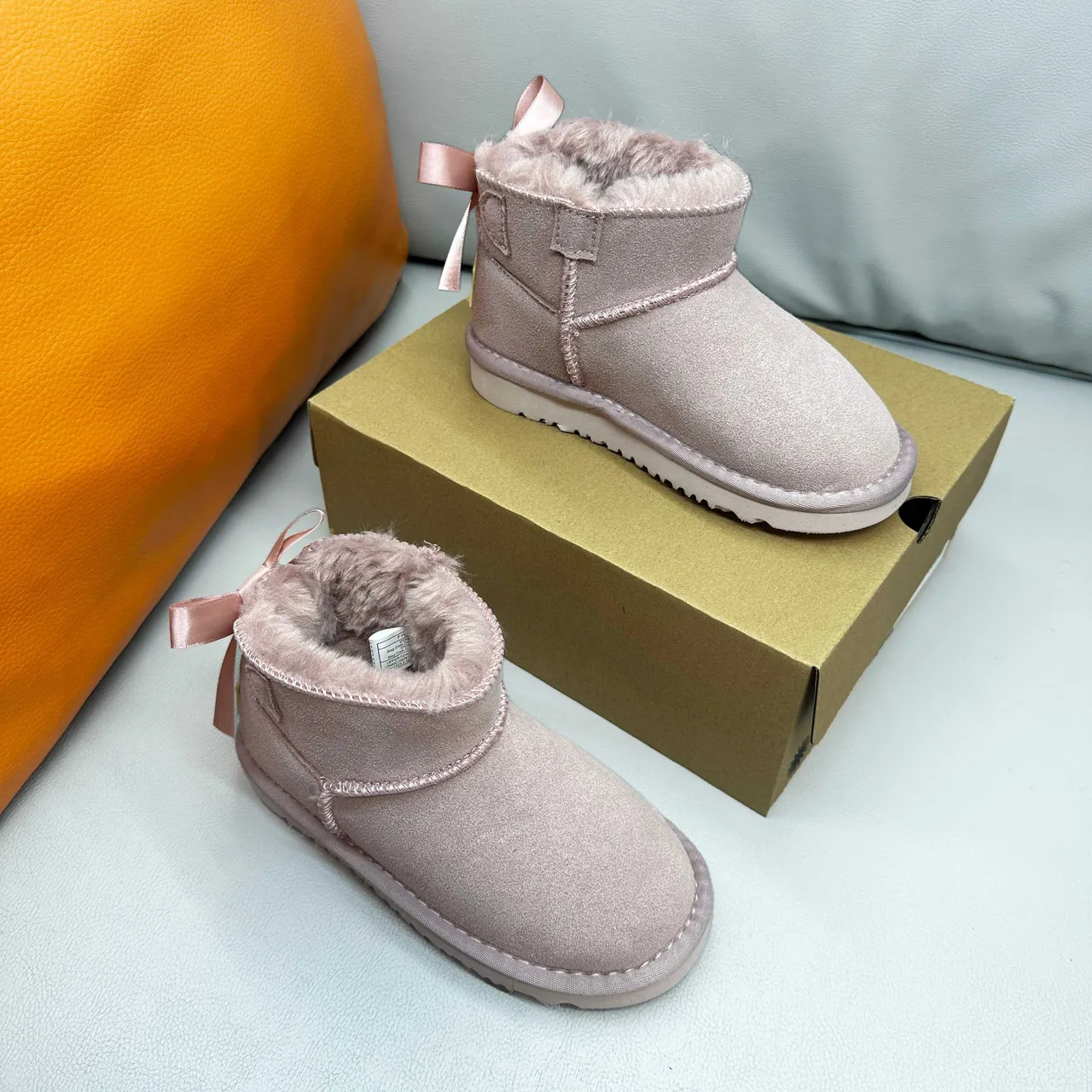 UGG Classic Mini Tan Suede Shearling-Lined Snow Boots