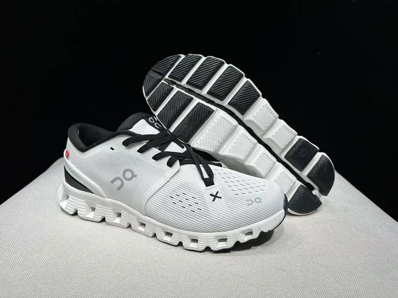 On Cloudmonster White Black Running Shoes