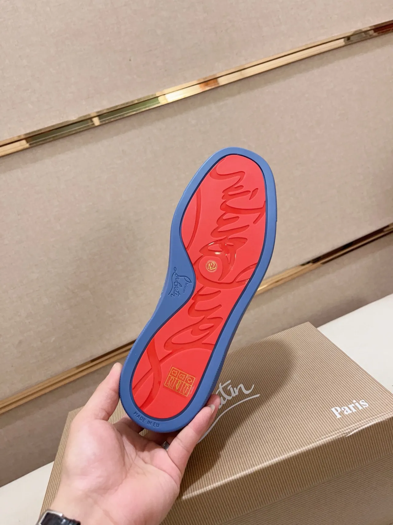 Christian Louboutin Spiky Sneaker Blue Suede Lifestyle Sneakers