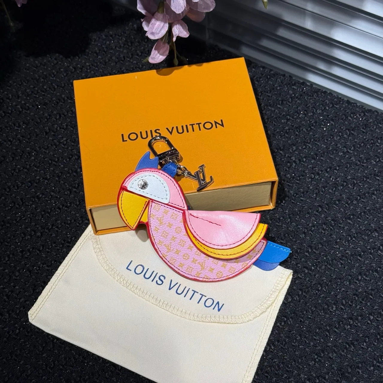 Louis Vuitton Parrot Charm Pink Multicolor Leather Handbag