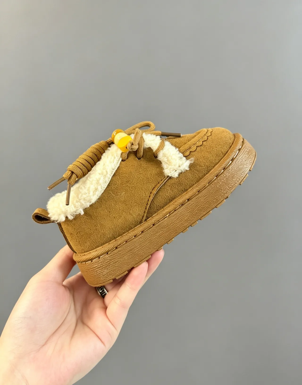 UGG Brown Beige Suede Upper Shearling Lining Snow Boots