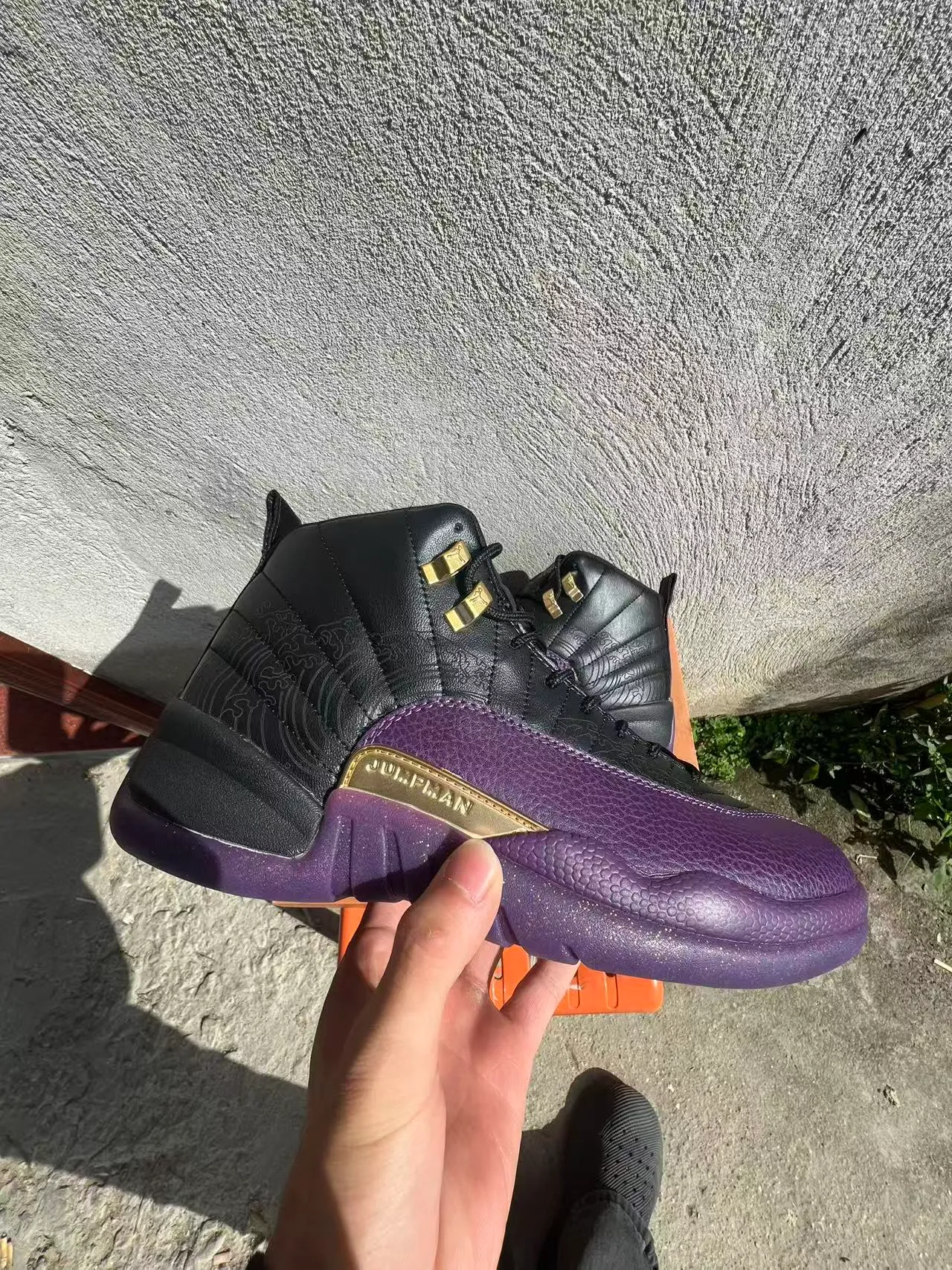 Air Jordan 12 Black Purple Gold Basketball Shoes
