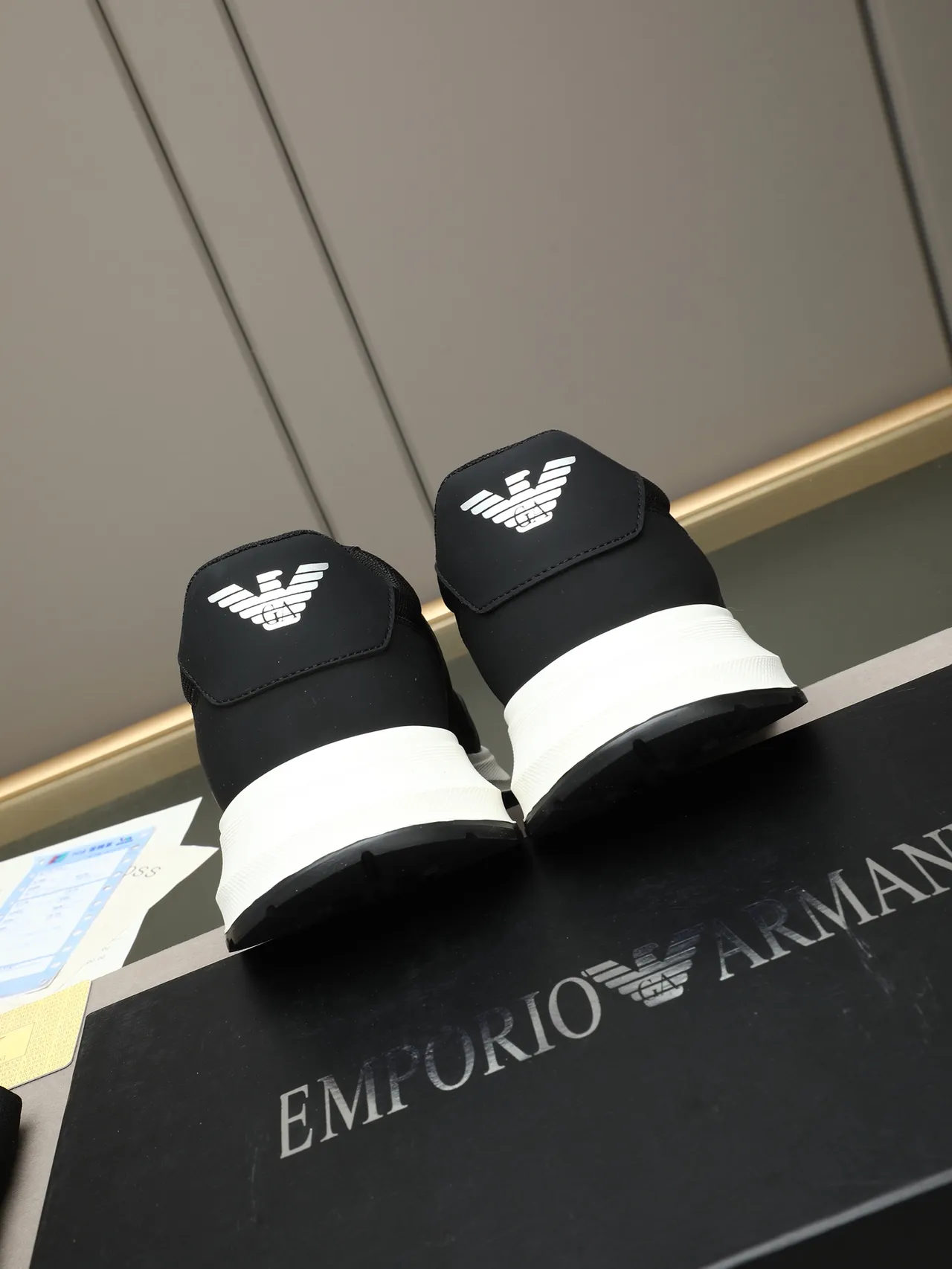 Emporio Armani Black and White Eagle Logo Lifestyle Sneakers