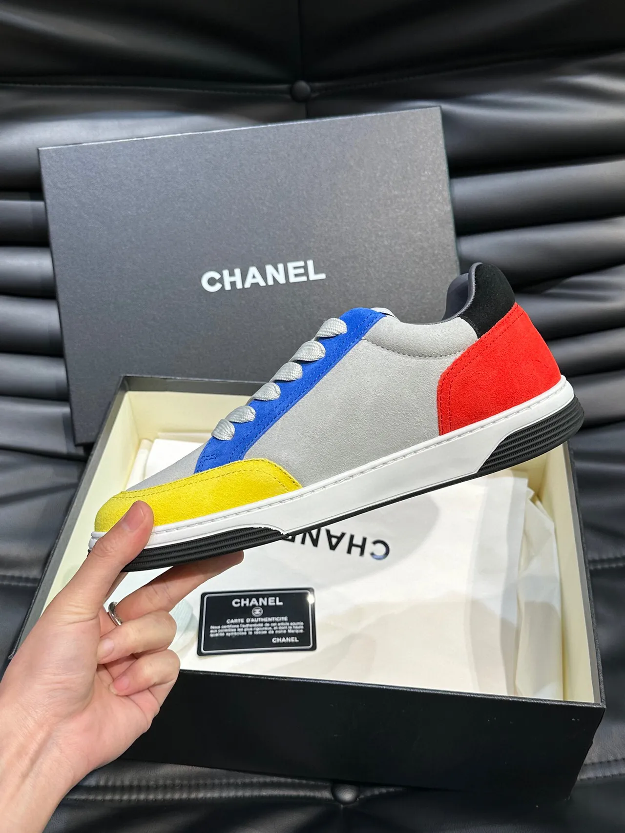 Chanel Color-Blocked Suede and Leather Lifestyle Sneakers