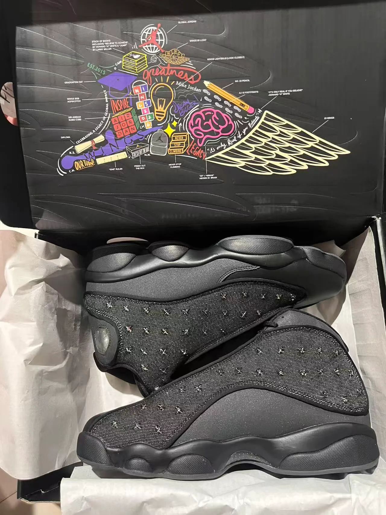 Air Jordan 13 Black Silver High-Top Textured Mesh Upper Basketball Shoes