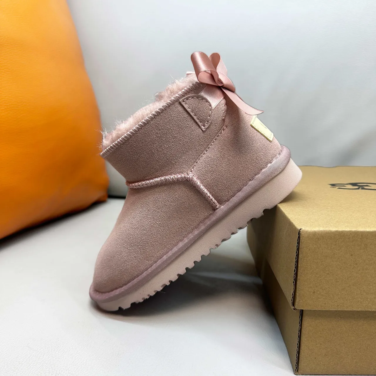 UGG Classic Mini Tan Suede Shearling-Lined Snow Boots