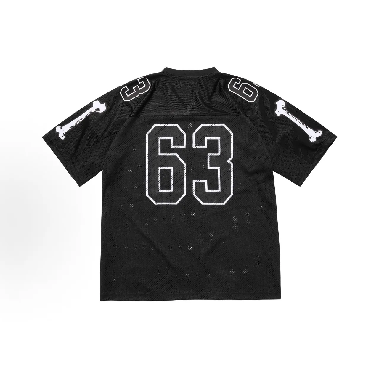 Supreme Football White Black Mesh Construction Stitched-Outline Lettering Jersey
