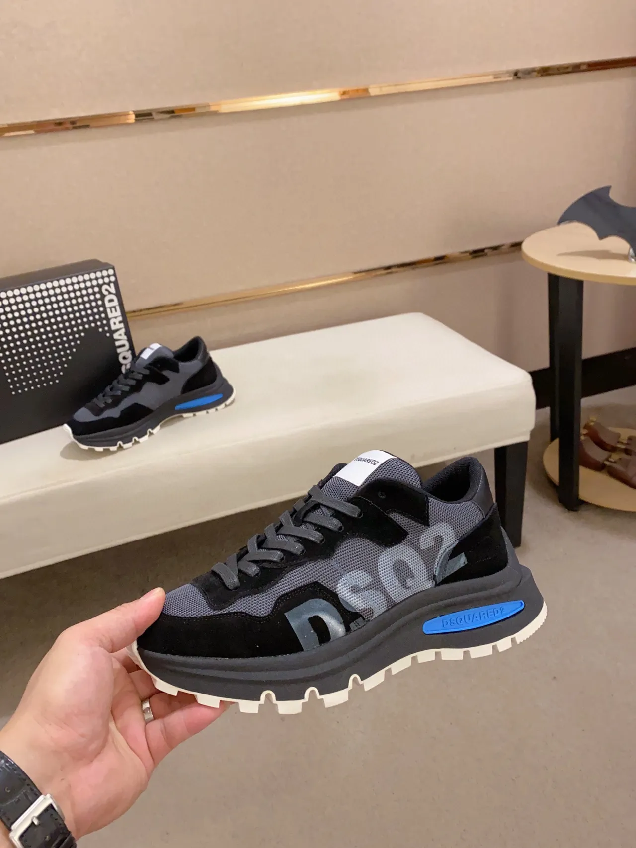 Dsquared2 ICON Black Gray Blue Chunky Sneakers