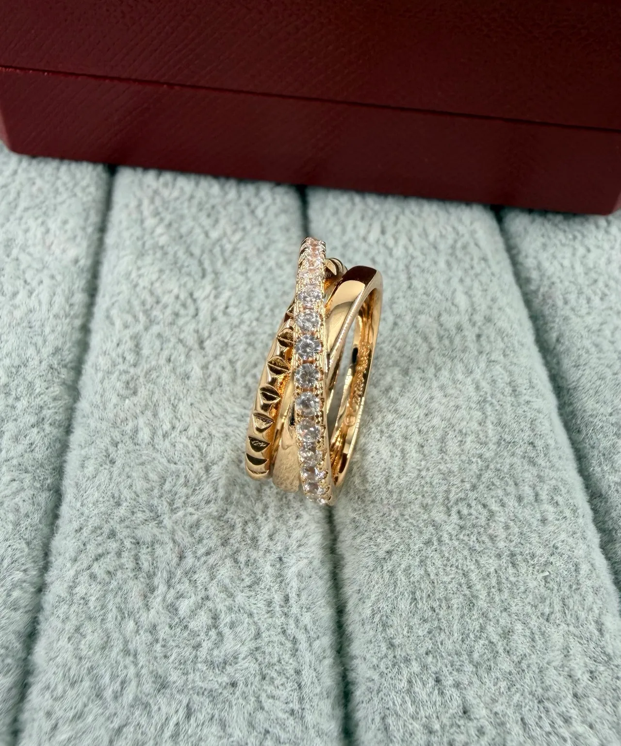 Multi-Band Pavé-Set Textured Edge Stackable Rings