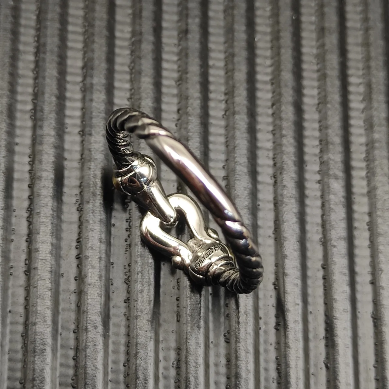 Tiffany & Co. HardWear Silver Gold Rope-Twist Band Double Buckle Motif Ring