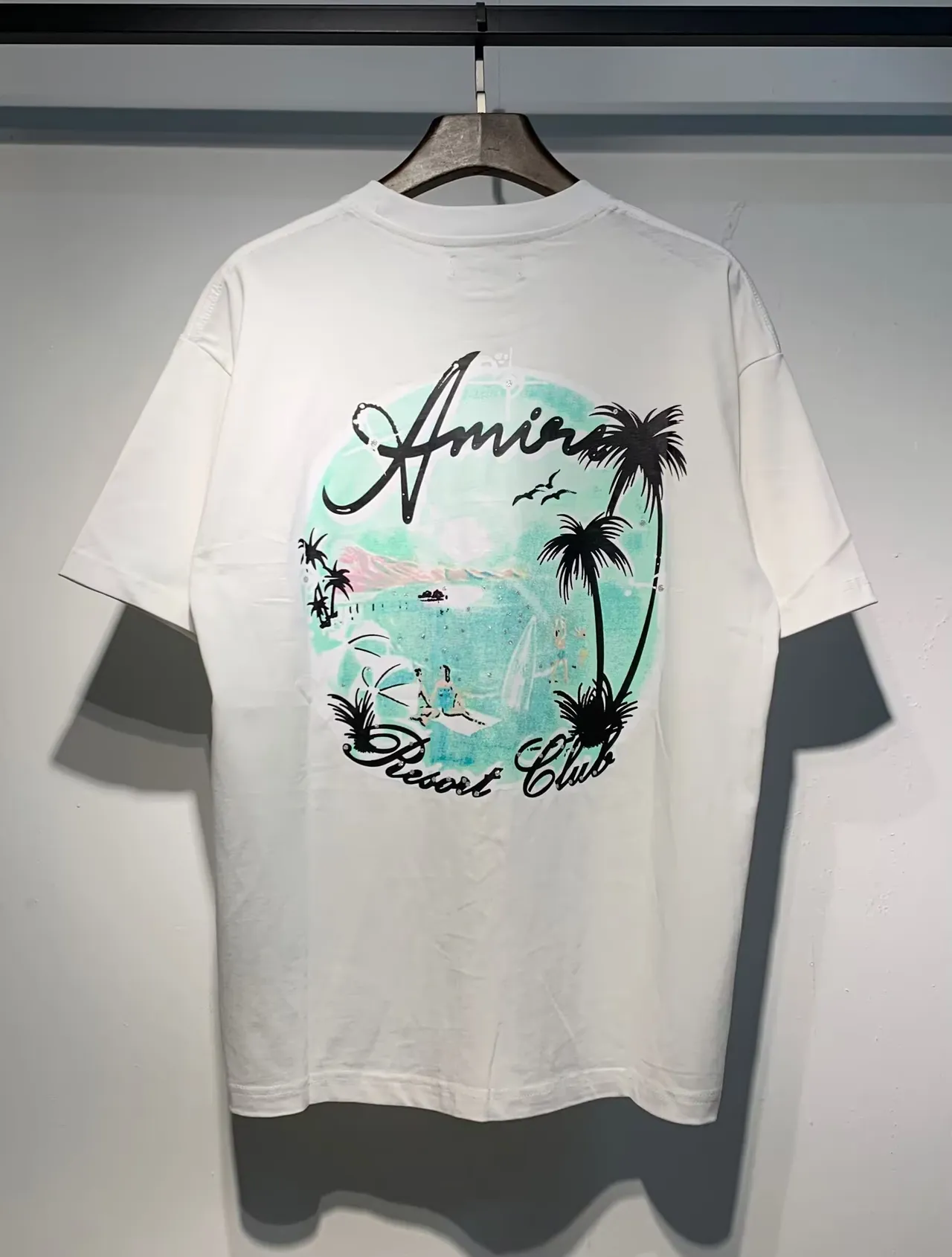 Amiri Resort Club Graphic Print Black and White T-Shirt