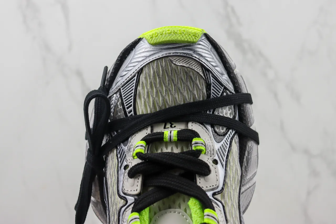 New Balance Gray Green Sculpted Midsole Mesh And Synthetic Overlay Construction Chunky Sneakers