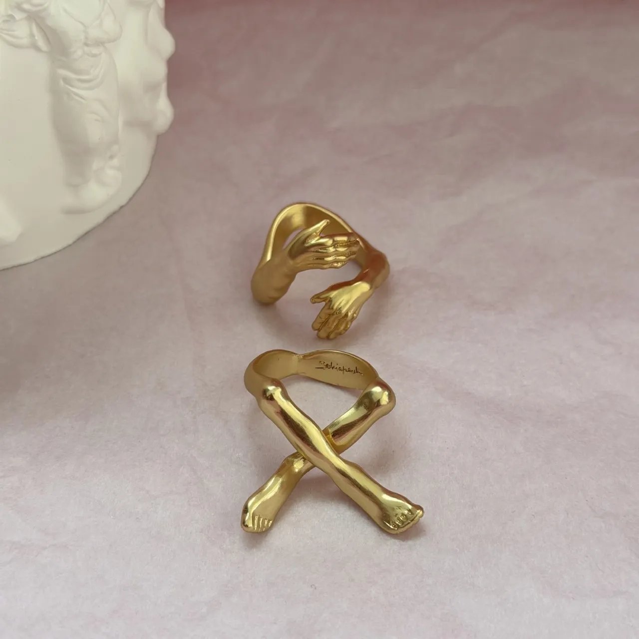 Gold-Tone Hand and Foot Sculptural Rings