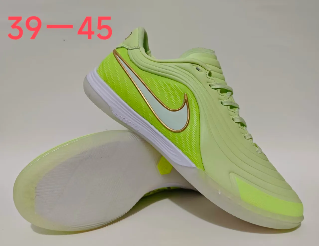 Nike Green Gold Low-Top Synthetic Upper Indoor Soccer Shoes