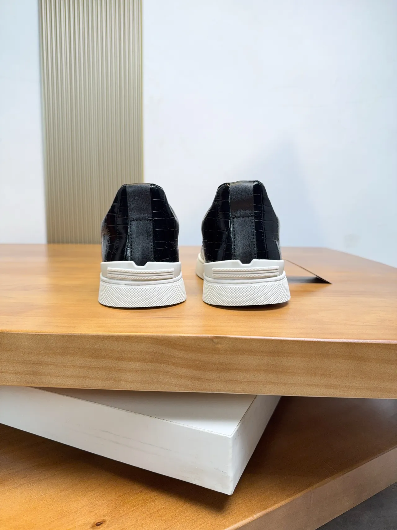 Zegna Croc-Embossed Black Slip-On Lifestyle Sneakers
