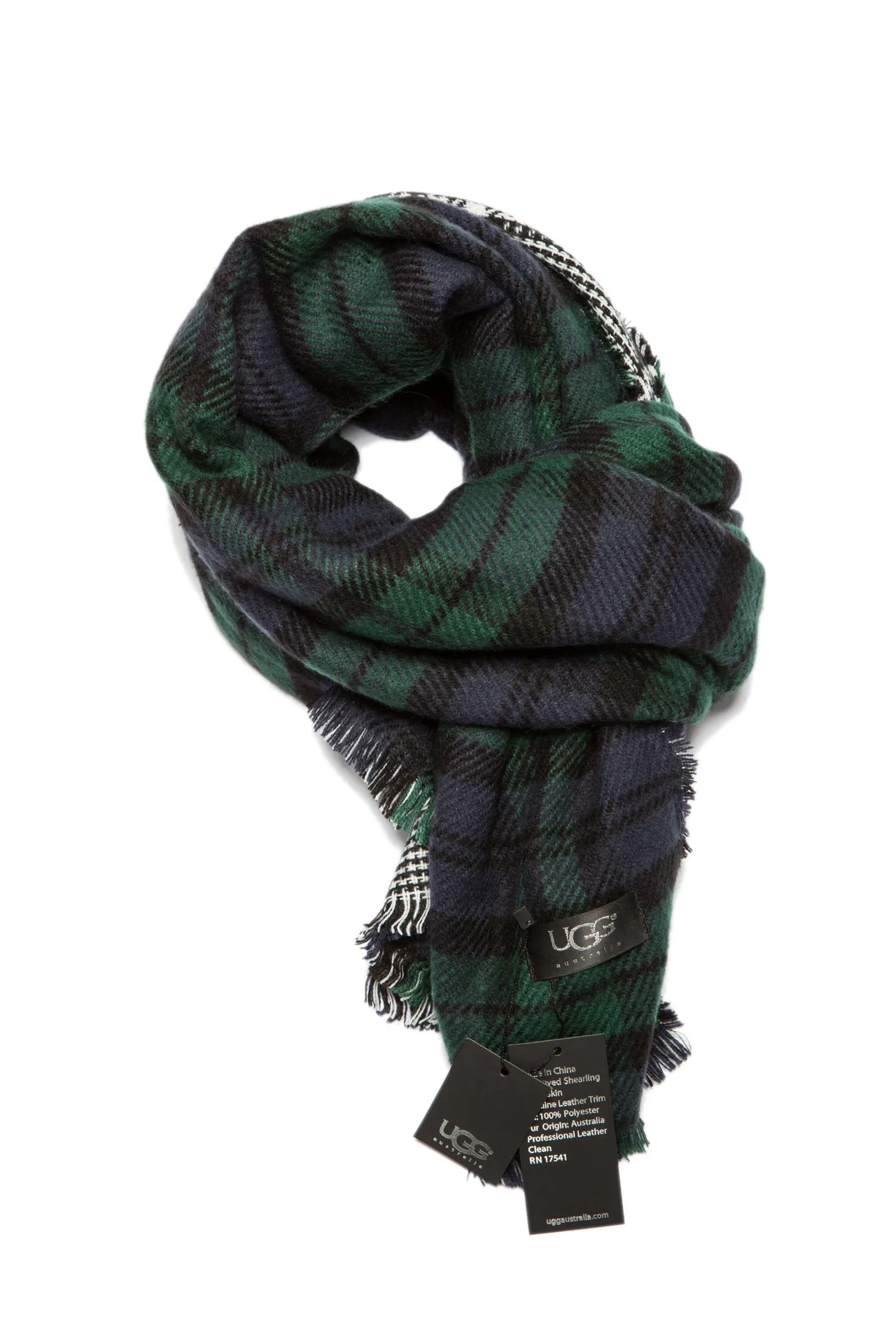 Green Black Plaid Pattern Wool-Like Texture Scarve