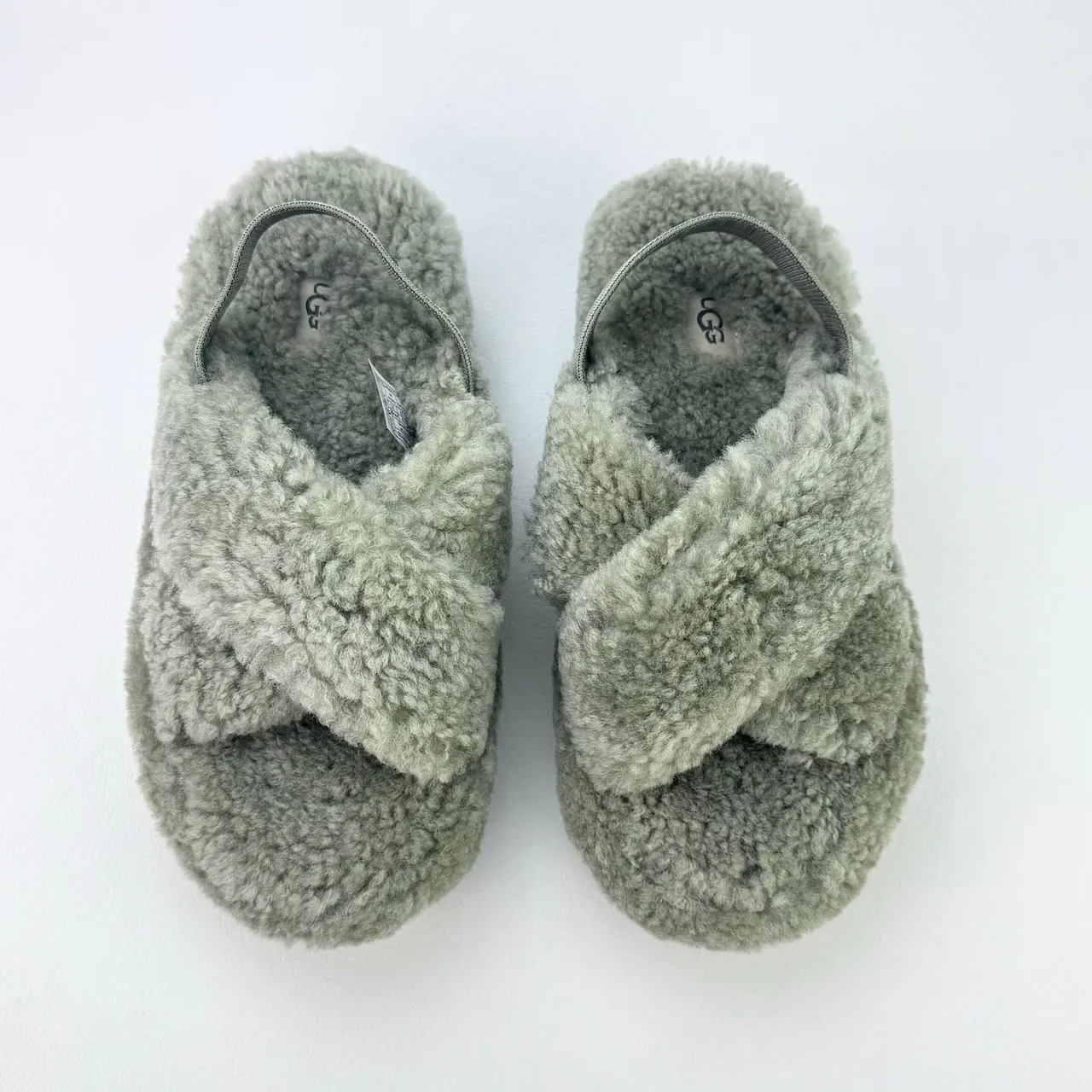 UGG Tasman Gray Shearling Platform Slippers