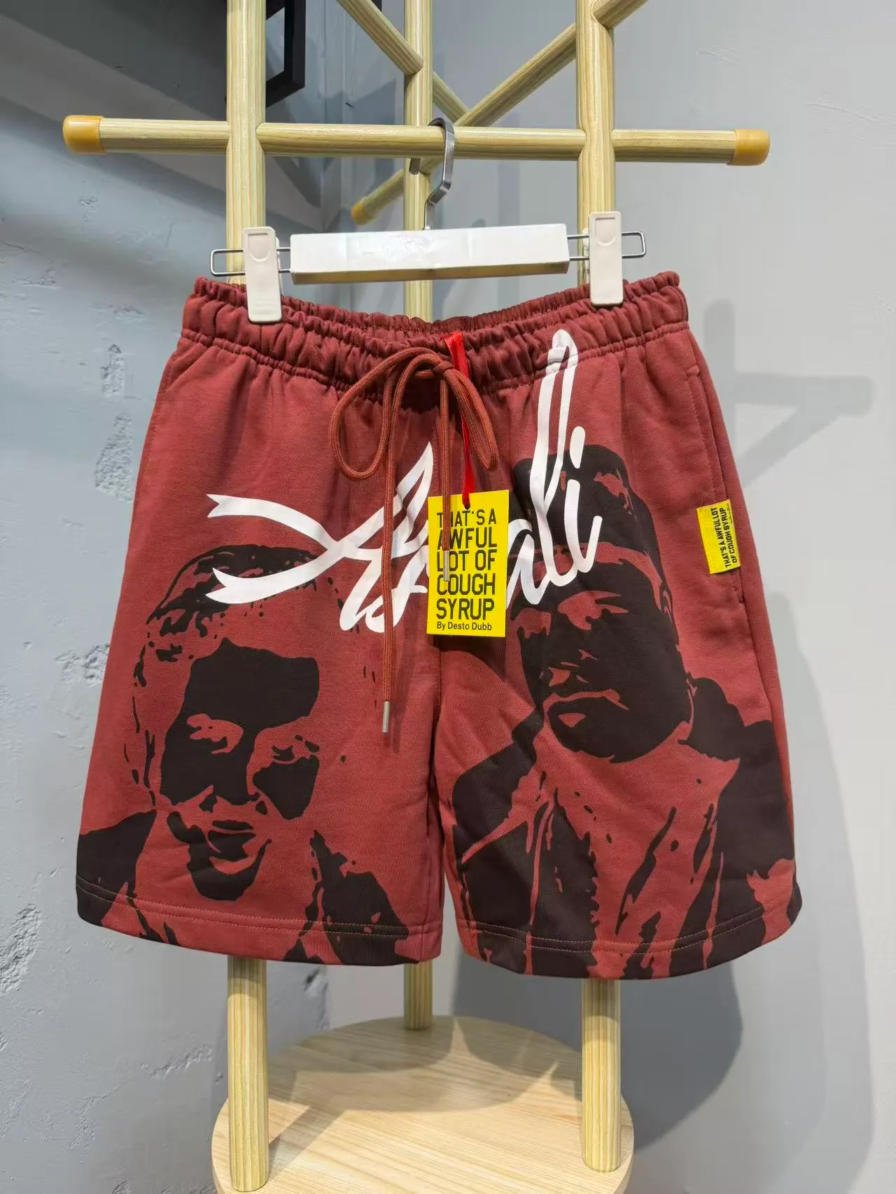 Graphic-Print Elastic-Waist Drawstring Shorts