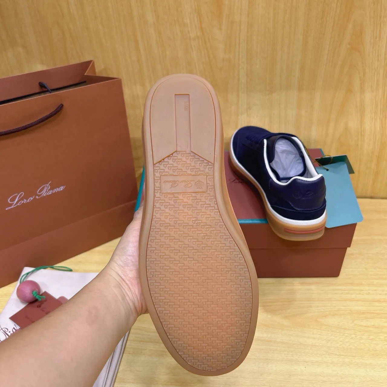 Loro Piana Navy Suede Gum Sole Lifestyle Sneakers