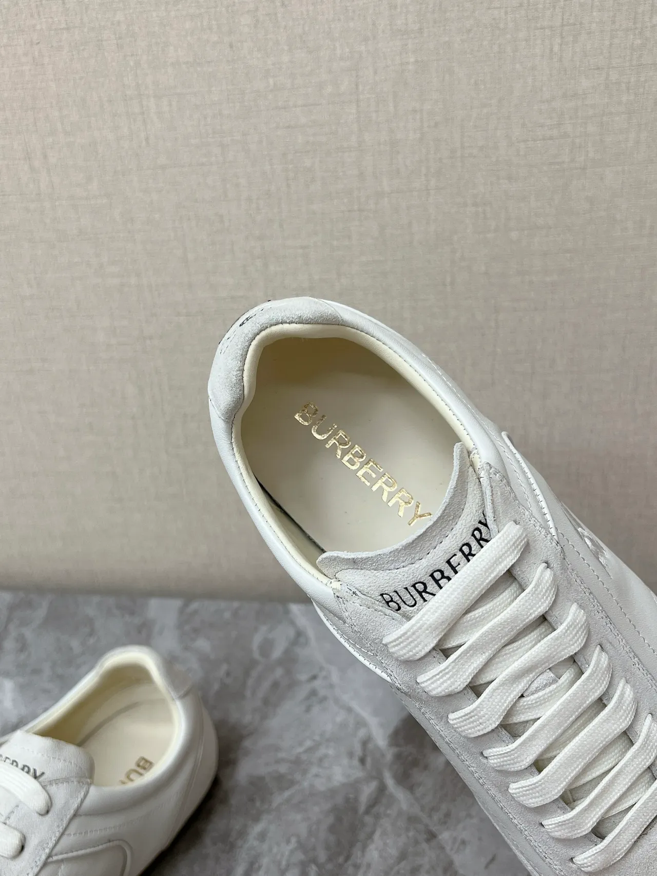 Burberry Knight White Leather-Suede Hybrid Lifestyle Sneakers
