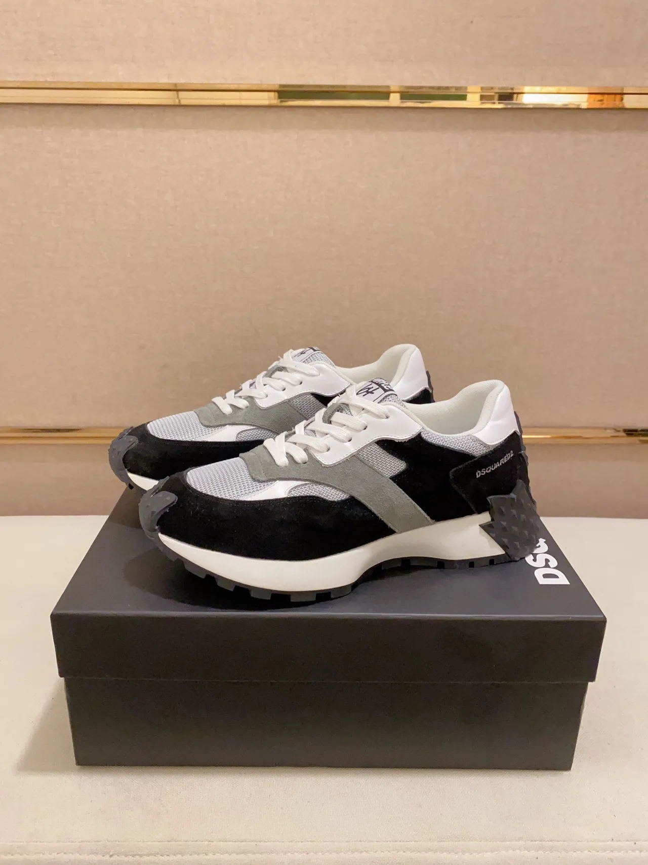 Dsquared2 ICON Black Gray White Layered Chunky Sneakers