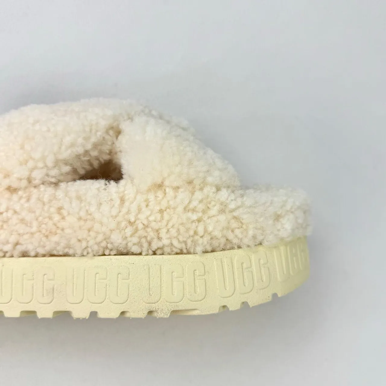 UGG Tasman Cream Shearling Cross-Strap Slippers