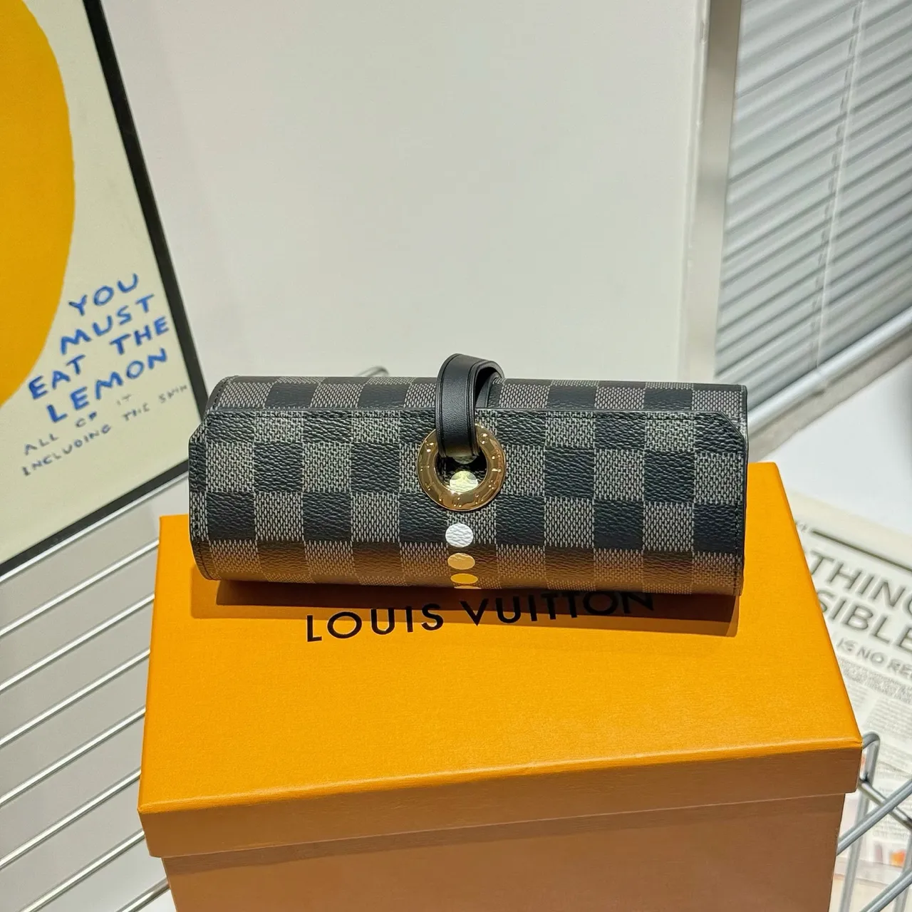 Louis Vuitton Black Gray Damier Graphite Canvas Cylindrical Roll-Up Silhouette Handbag