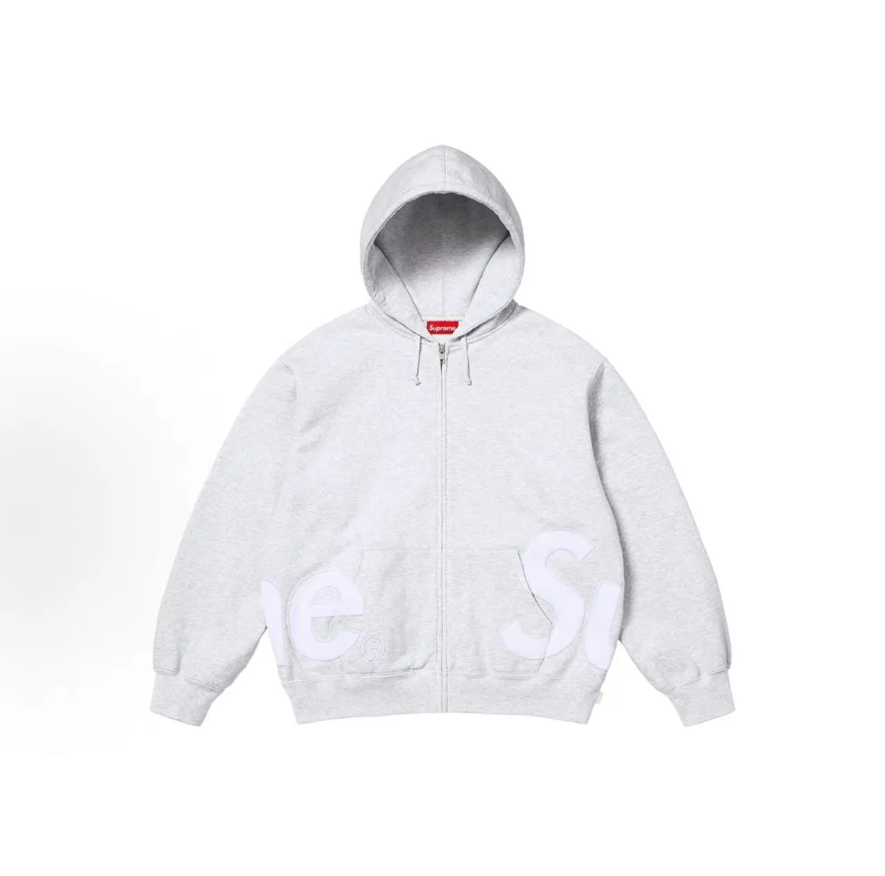 Supreme Reverse Logo Heather Gray Zip-Up Hoodie