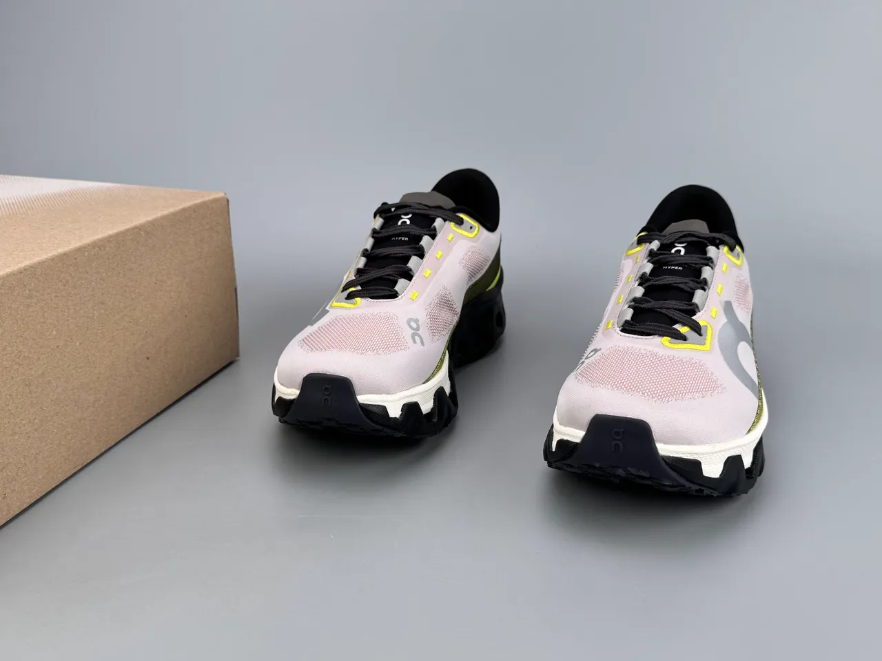 On Running Cloudmonster Pink Yellow Black Running Shoes