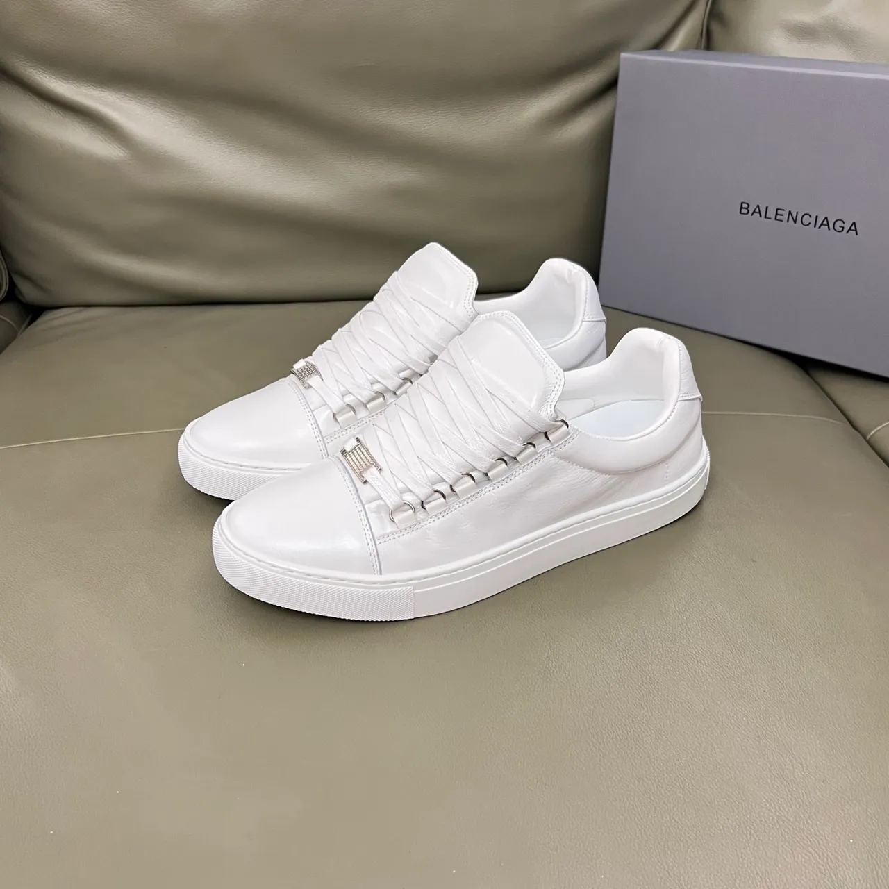 Balenciaga Le City White Smooth Leather Lifestyle Sneakers
