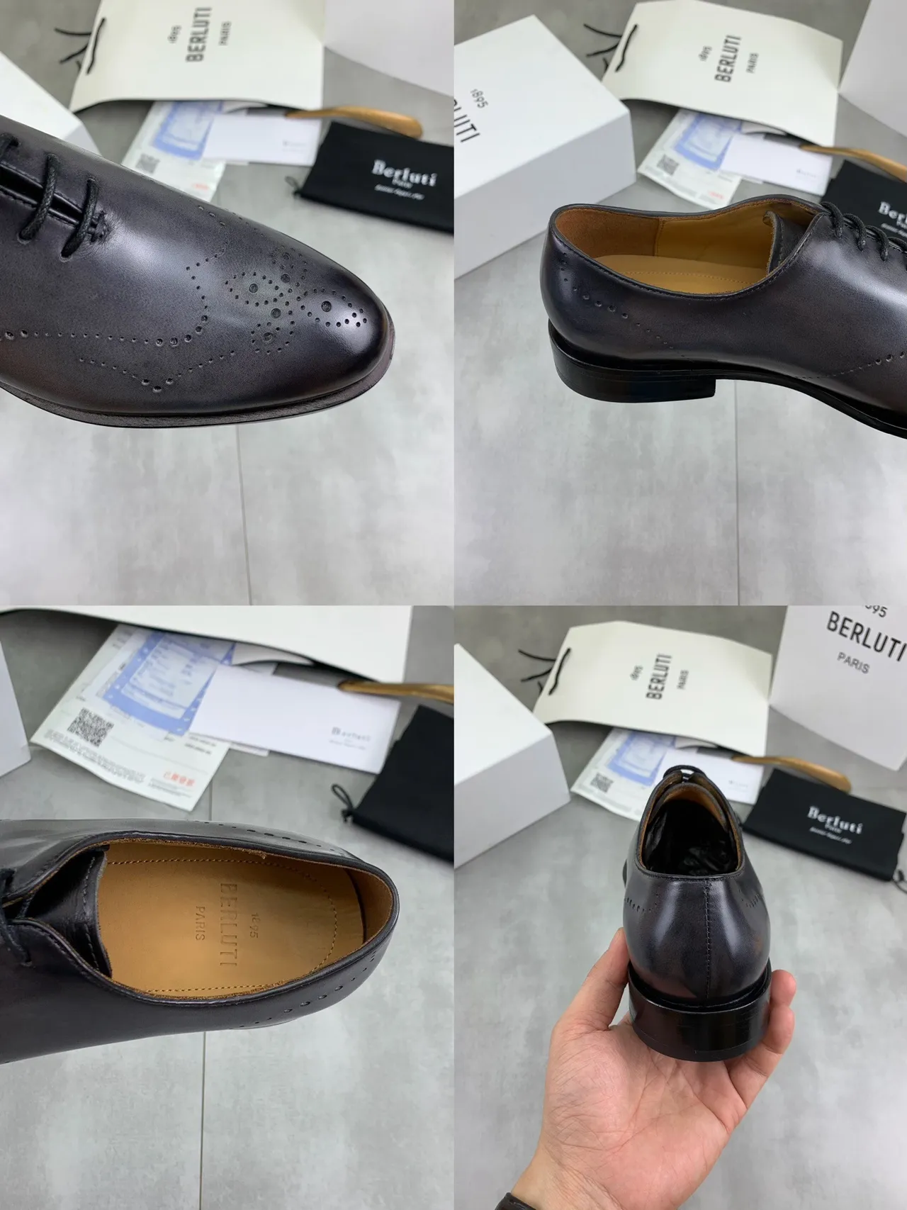 BERLUTI Burgundy Brown Polished Leather Full Brogue