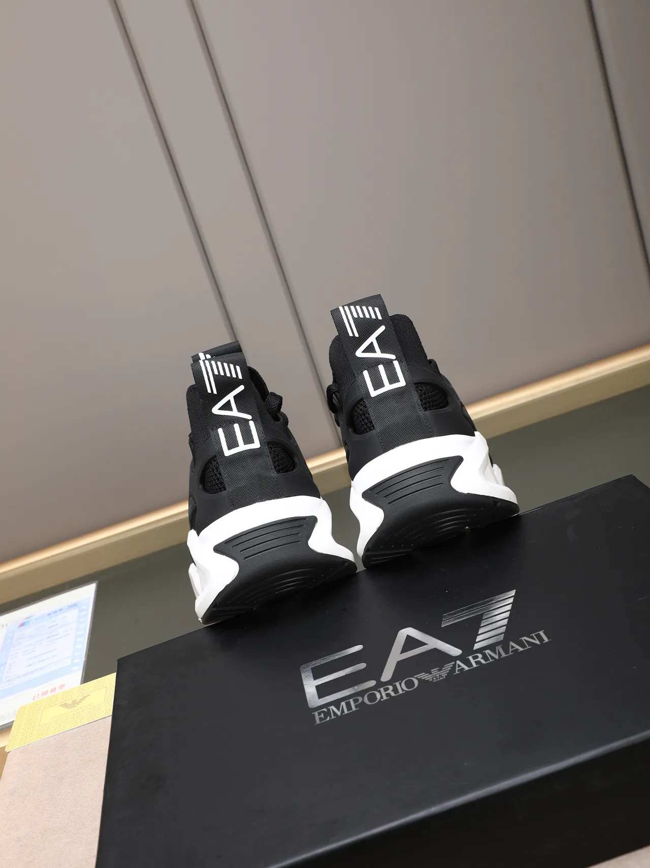 Emporio Armani EA7 Black and White Mesh Lifestyle Sneakers