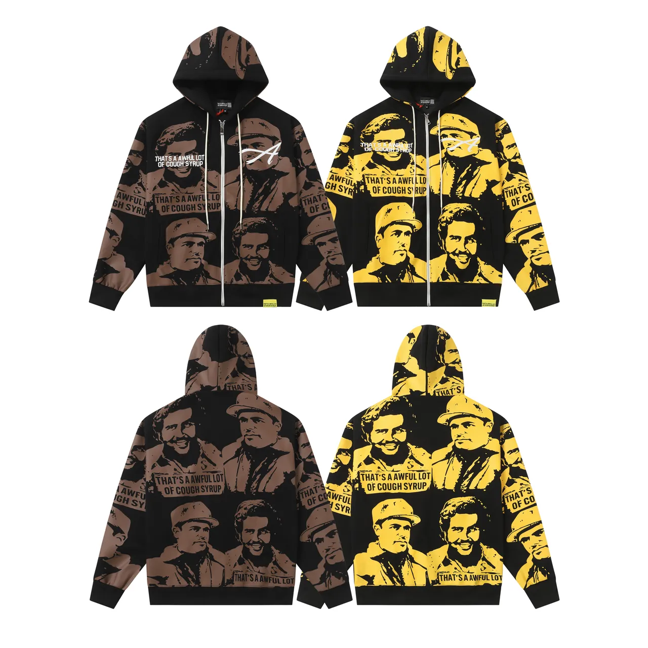 Black and Yellow Graphic Print Hoodie and Sweatpants Tracksuit