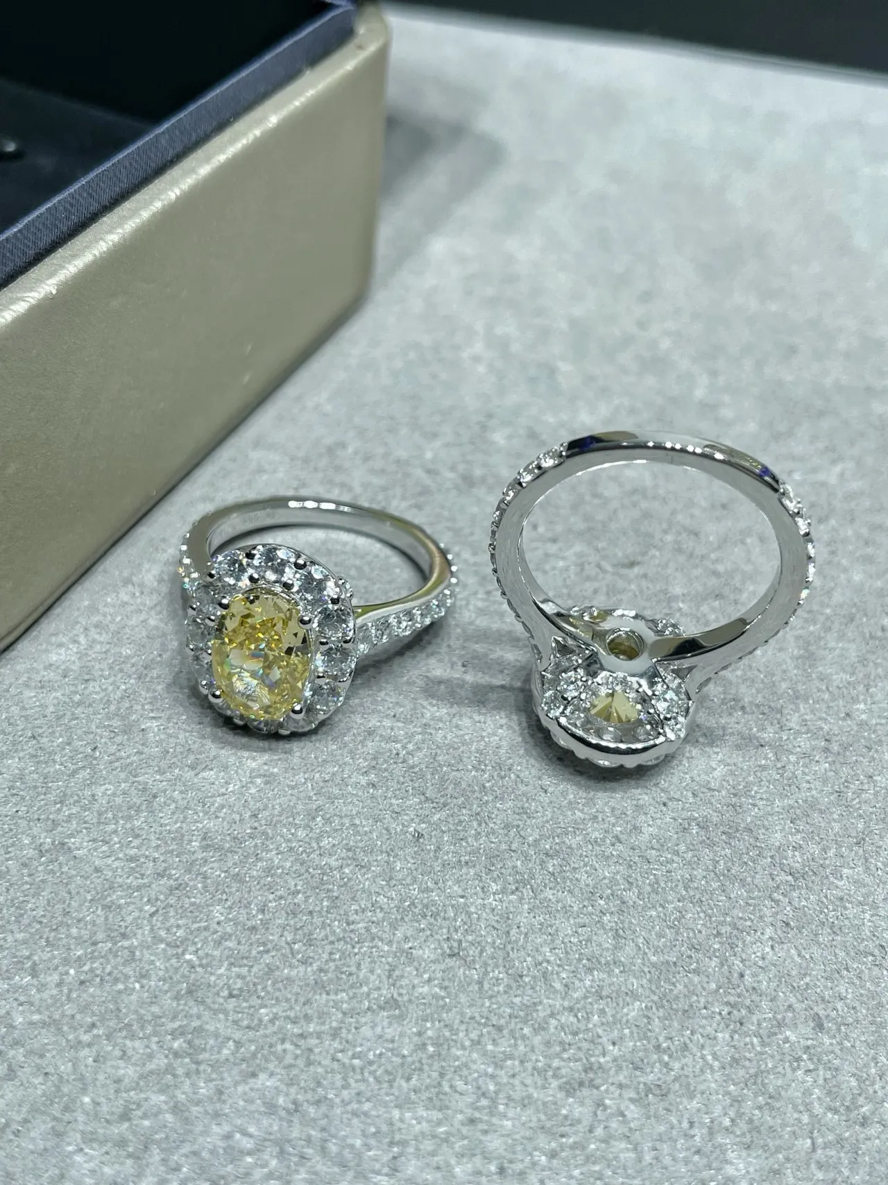 Oval Yellow Gemstone Double Halo Pavé Ring