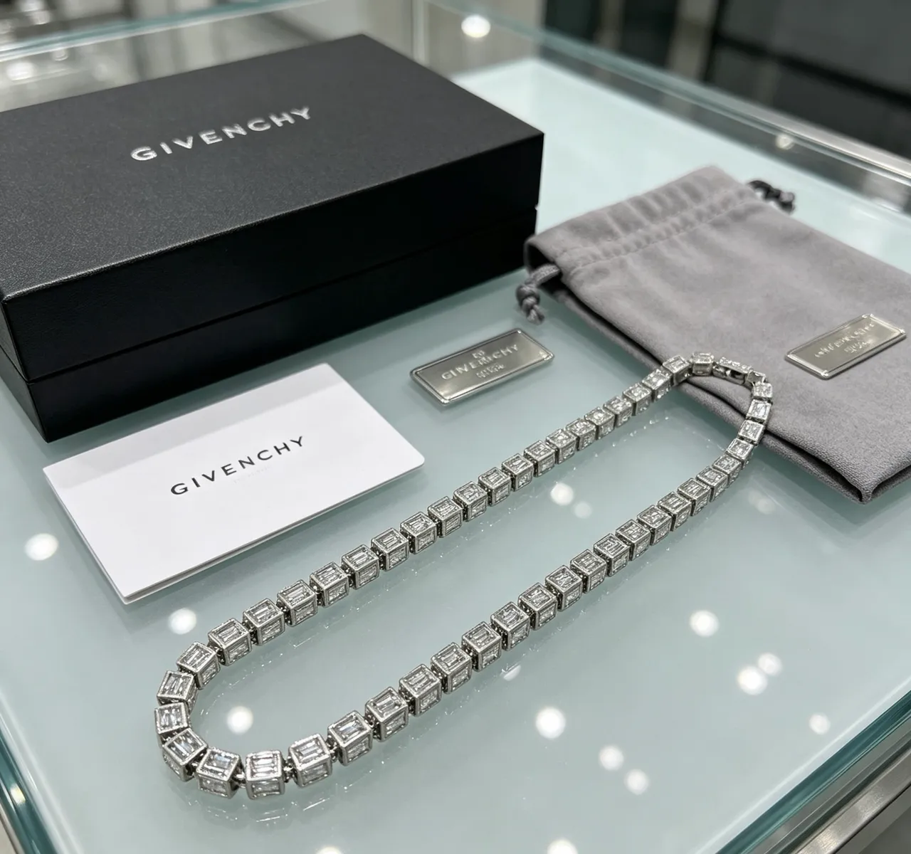 Givenchy Spectre Baguette-Cut Stone Rigid Link Necklace