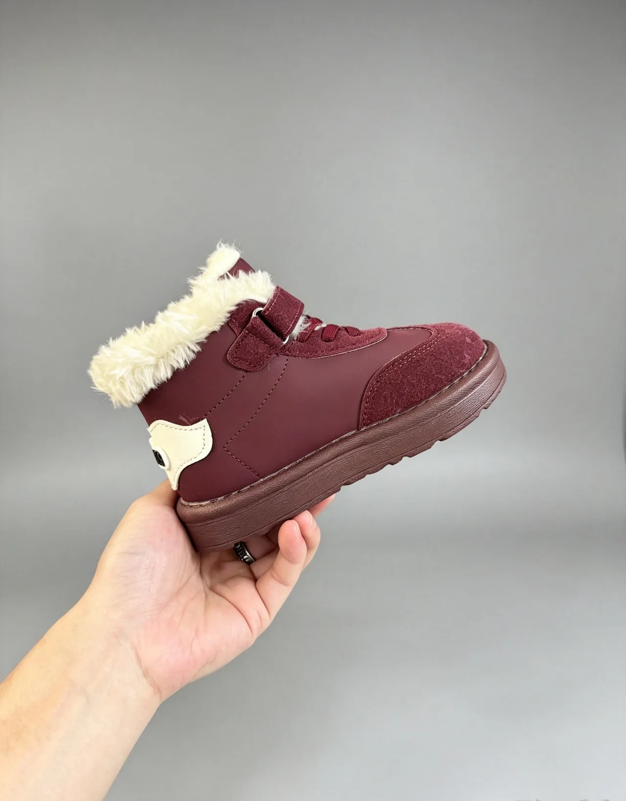 Adidas Brown White Fur-Lined Collar Three-Stripe Side Panel Snow Boots