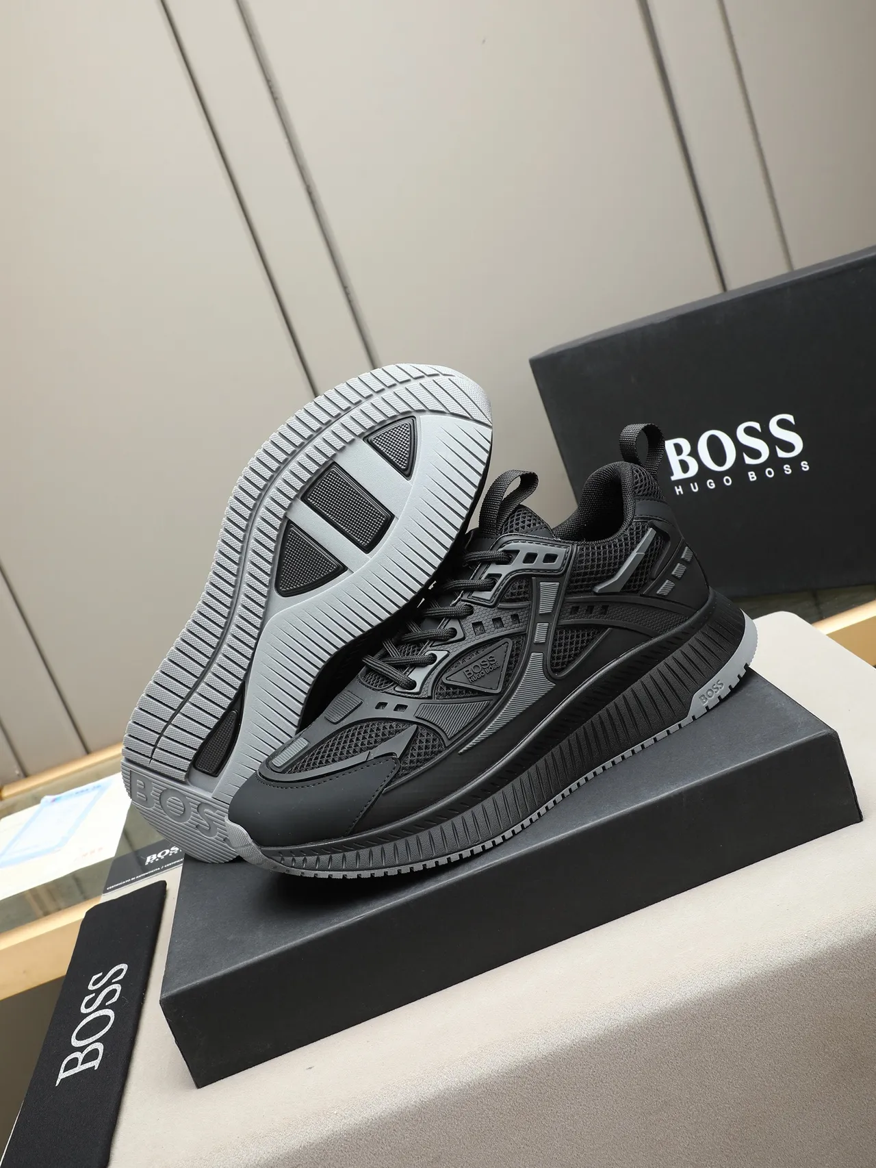 Hugo Boss Black Mesh and Synthetic Overlay Lifestyle Sneakers