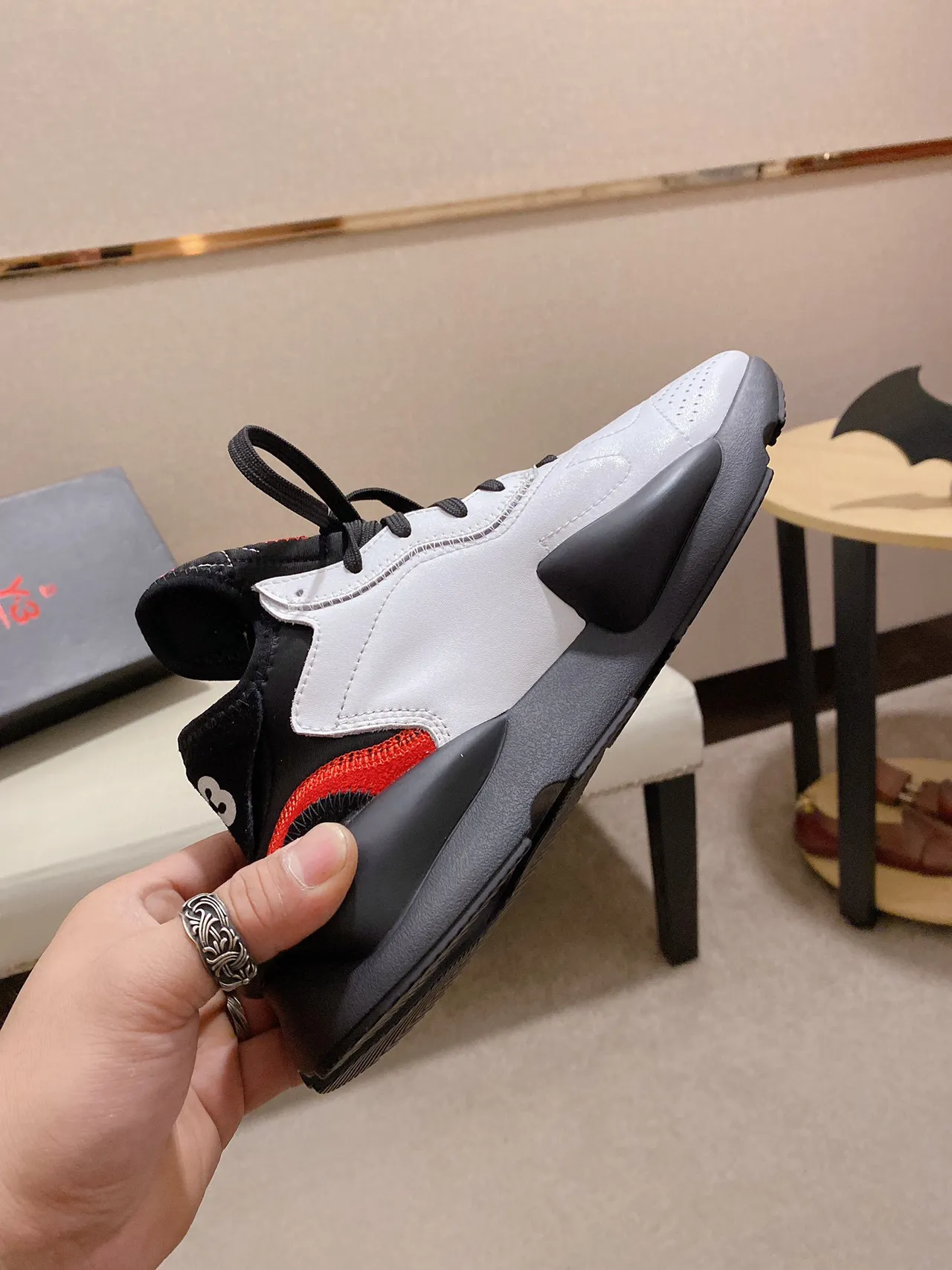 Y-3 Kaiwa White Black Red Chunky Sneakers