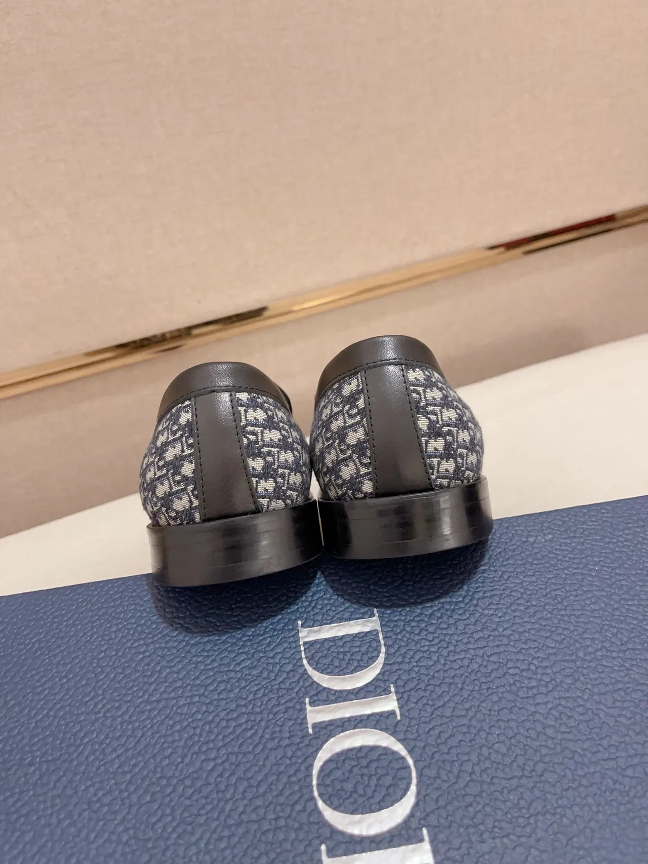 Dior Navy Black Monogrammed Canvas Metal D-Buckle Loafer